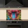 Bloemen - Deur - Roze keuken achterwand spatscherm klein -sfeer1