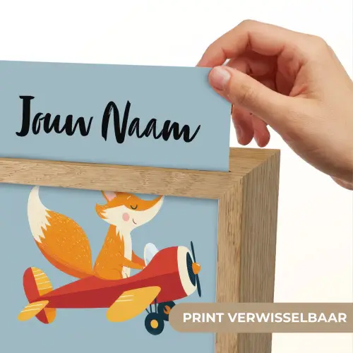 Vos - Vliegtuig - Blauw Light Box met kabel (Kinderlampje) klein -USP_websiteprintNL