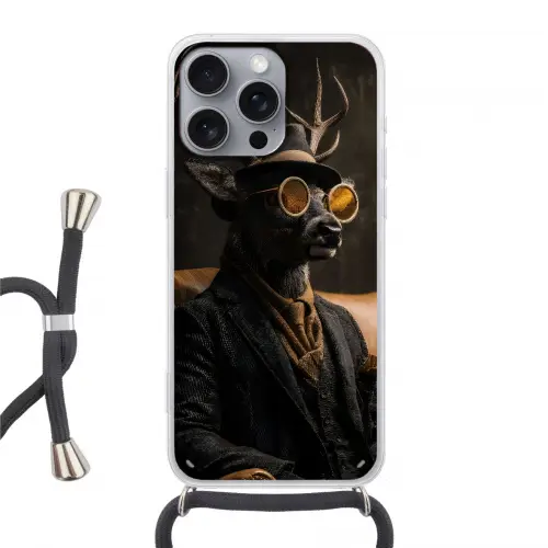 Hert - Zonnebril - Zwart - Pak Hoesje iPhone 16 Pro Max met koord klein -3d