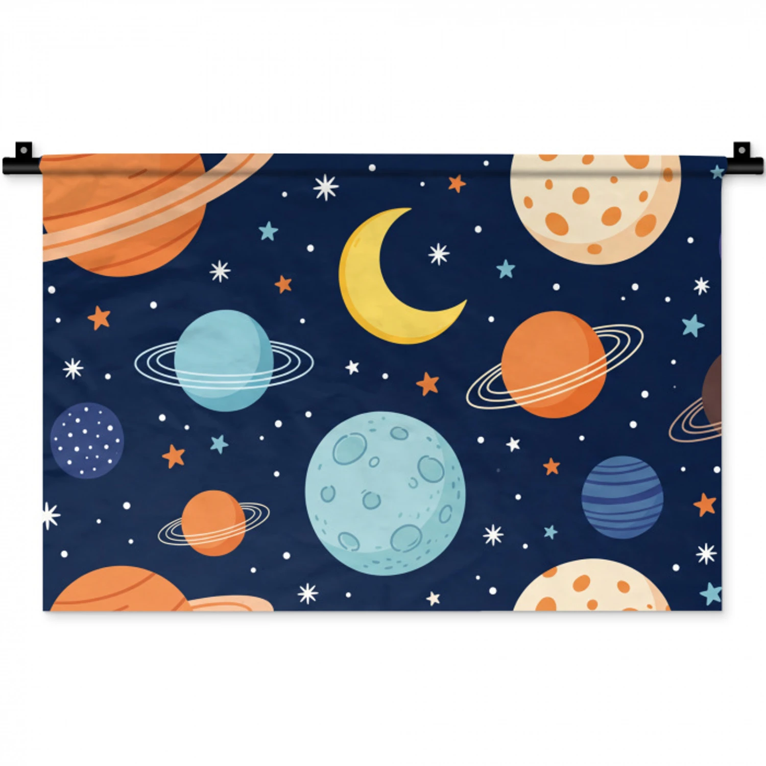 Ruimte - Planeten - Kleurrijk Wandkleed katoen klein -zz3d