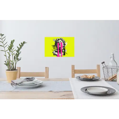 Buste - Verf - Geel Muursticker klein -eettafel