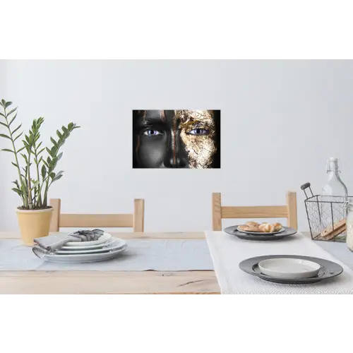 Vrouw - Bladgoud - Zwart - Goud - Luxe Muursticker klein -eettafel