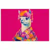 Lama - Kimono - Bloemenkrans - Felroze poster papier klein -3d
