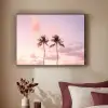 Palmbomen - Paars - Wolken - Lucht Textielframe zwart klein -sfeer1