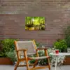 Zonnestralen in een groen bos Tuinposter op houten frame 2 cm dik klein -sfeer3