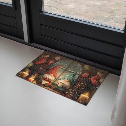 Gnooms - Kerst - Raam - Kleurrijk Deurmat klein -sfeer2