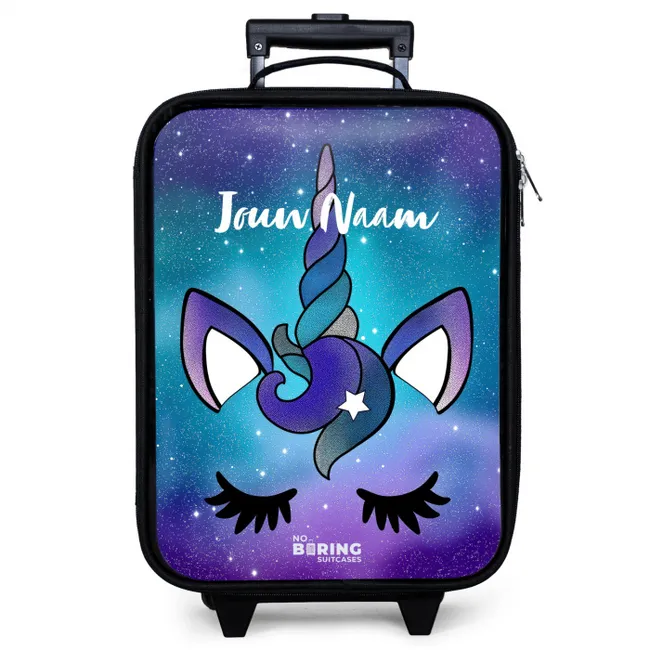 Paarse eenhoorn Kinderkoffer - Zwart klein -zzz_website3d