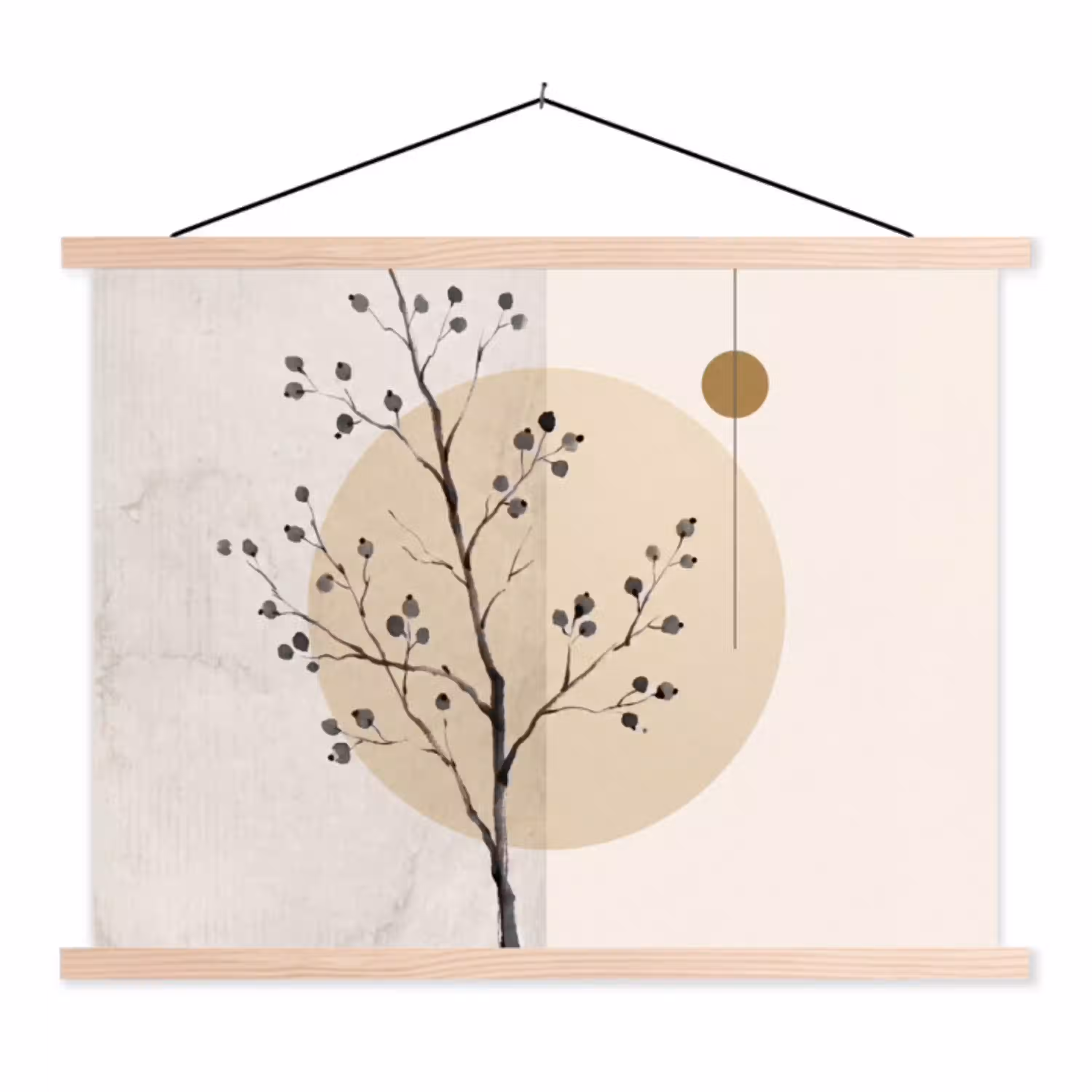 Plant - Abstract - Beige textielposter latten blank klein -3d