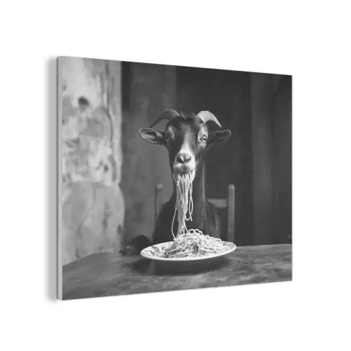 Geit - Bord - Spaghetti - Zwart Wit PET vilt klein -3d