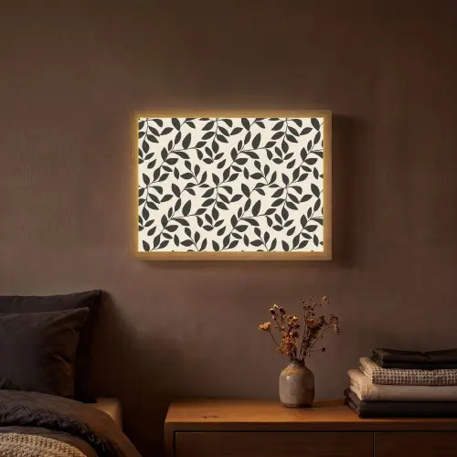 Elegant - Patroon - Zwart - Beige Light Box met batterij (Wandlamp) middel 907 -sfeer4