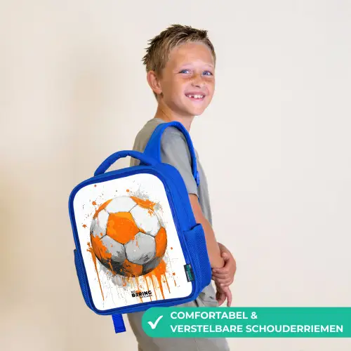 Voetbal - Verf - Oranje Kinderrugzak - Blauw middel -sfeer3_NL