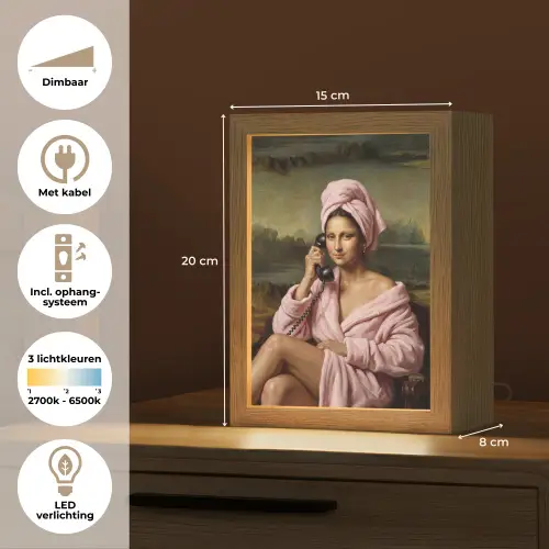 Mona - Klassiek - Roze Light Box met kabel (Tafellamp) klein -USP_NL