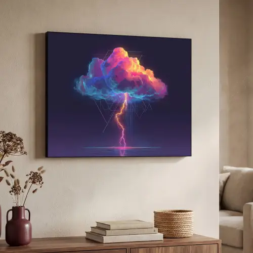 Donderwolk - Bliksemschicht - Licht - Blauw Textielframe zwart klein -sfeer3