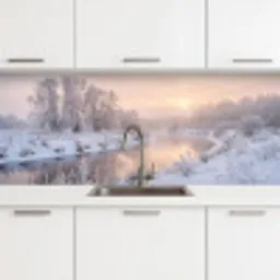 Rivier - Winter - Landschap - Sneeuw - Zonsopgang keuken achterwand 2 middel -3d