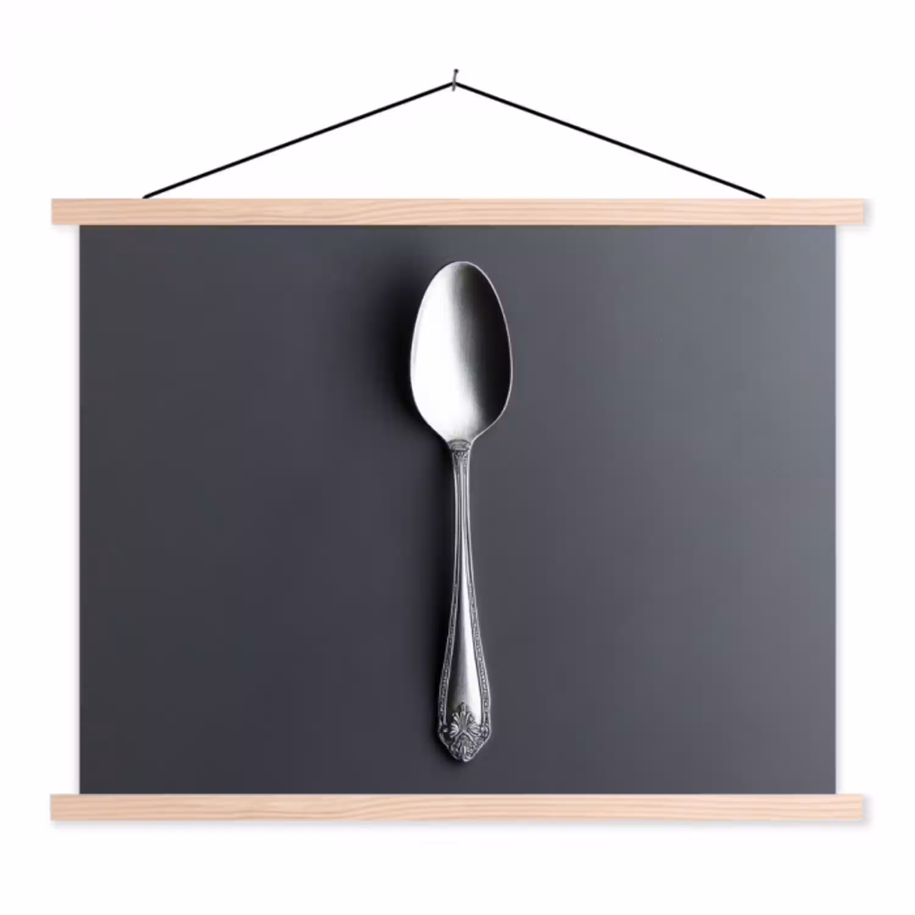 Zilver - Metaal - Lepel textielposter latten blank klein -3d