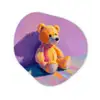 Teddybeer - Schaduw - Penseelstreken - Paars Wandcirkel Organisch Forex 3mm klein -3d