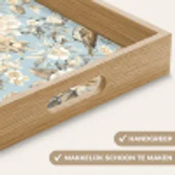 Botanisch - Zangvogel - Blauw Dienblad Rechthoek middel 911 -USP_HandgreepNL