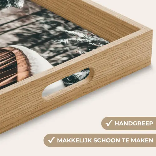 Brug - Winterlandschap - Bos - Natuur - Sneeuw Dienblad Rechthoek middel -USP_HandgreepNL