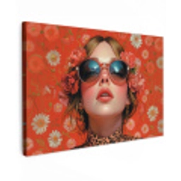 Vrouw - Kleurrijk - Dierenprint - Bloemen Tuinposter op houten frame 2 cm dik klein -3d