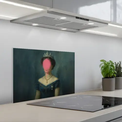 Kroon - Roze druipend verf - Portret keuken achterwand spatscherm klein -3d_schuin