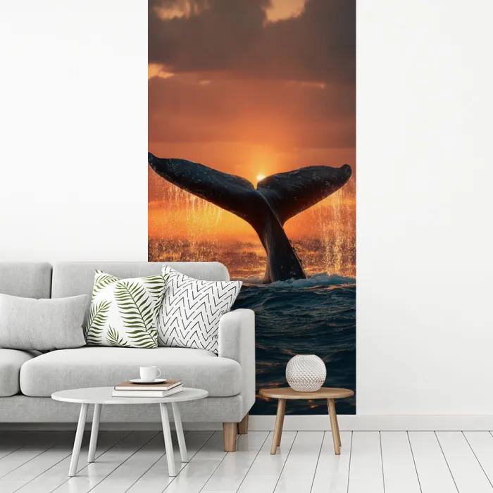 Walvis staart - Water - Zonsondergang fotobehang vinyl groot -woonkamer