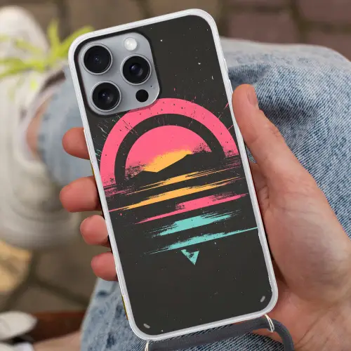 Cirkel - Abstract - Roze Hoesje iPhone 16 Pro Max met koord klein -sfeer3