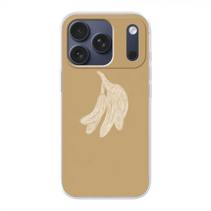 Bananen - Beige - Lijntekening - Minimalistisch Telefoonhoesje iPhone 17 Pro klein -3d
