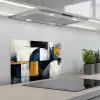Abstract - Vormen - Goud - Blauw - Geometrisch keuken achterwand spatscherm klein -3d_schuin