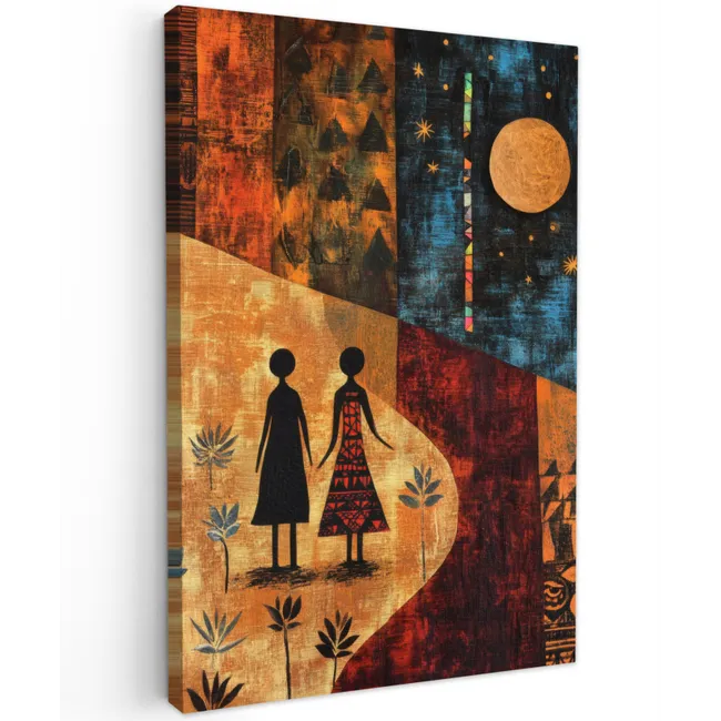 Silhouetten - Abstract - Zon - Maan canvas 2cm klein -z3d