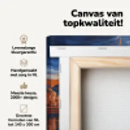 Zonsondergang Frankfurt - Stad - Skyline - Water canvas 2cm klein -zzzsfeer2_topdoek