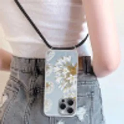 Illustratie - Bloemen - Blauw Hoesje iPhone 16 Pro Max met koord klein -sfeer5