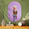Papegaai - Koksmuts - Pilaar - Vogel Wandcirkel Ovaal Glas middel -sfeer2