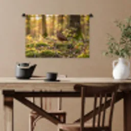 Houtsnip - Bos - Bladeren - Herfst - Gecamoufleerd Wandkleed katoen klein -sfeer6