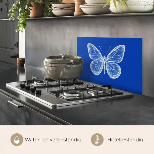 Vlinder - Wit - Getekend - Stippen keuken achterwand spatscherm klein -usp_NL