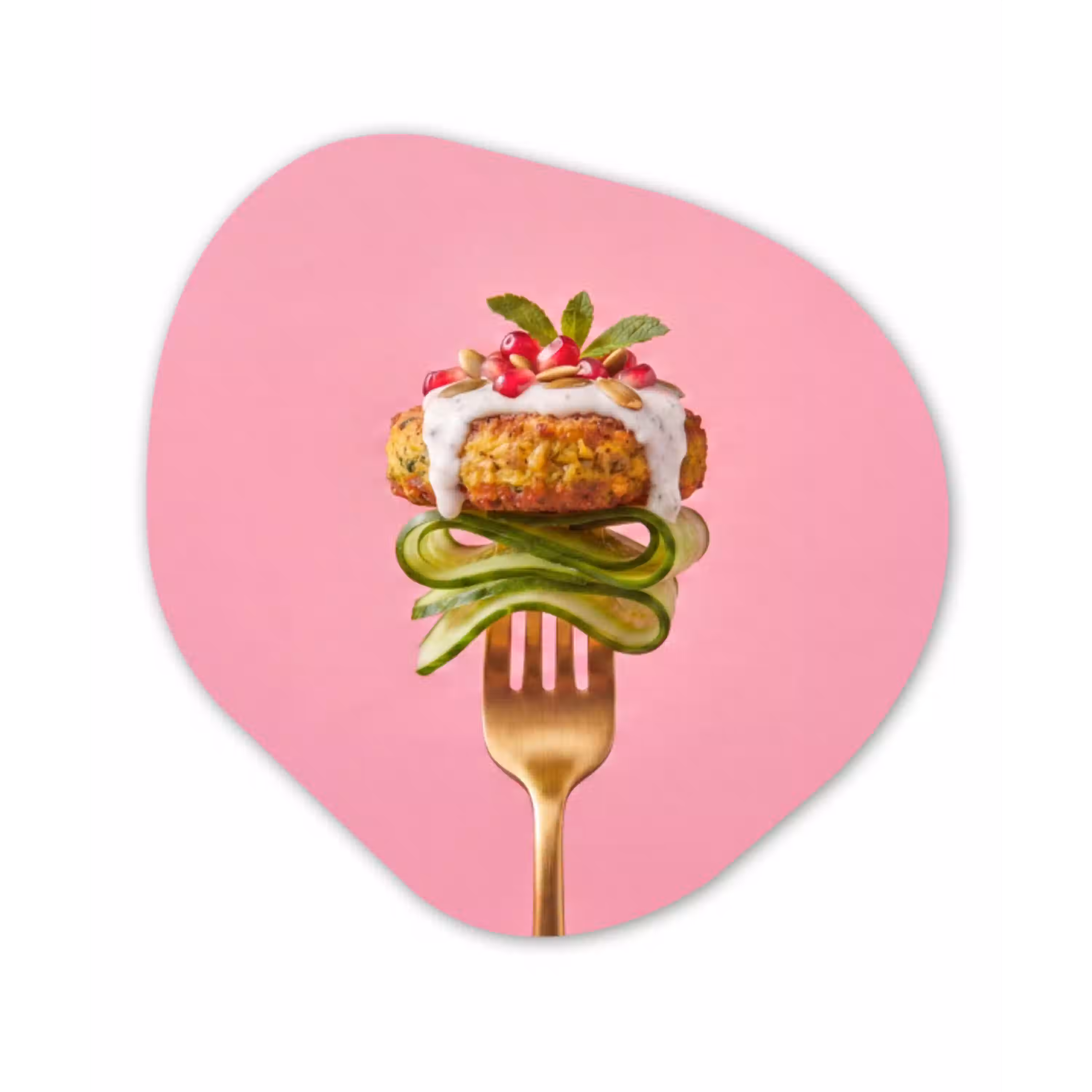 Eten - Vork - Roze Wandcirkel Organisch Forex 3mm klein -3d