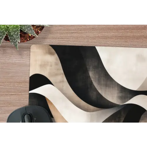 Abstract - Golven - Zwart - Verweerd muismat rubber klein -closeup