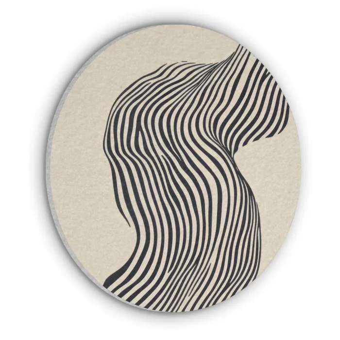 Golvend - Lijnen - Abstract - Silhouet Akoestische PET Vilt - Rond klein -3d