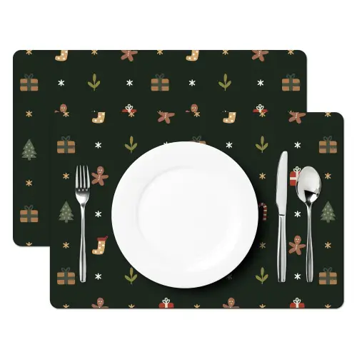 Patroon - Kerstsymbolen - Groen Placemat vinyl groot 368 -zzsfeer2_Kitchenyeah-website