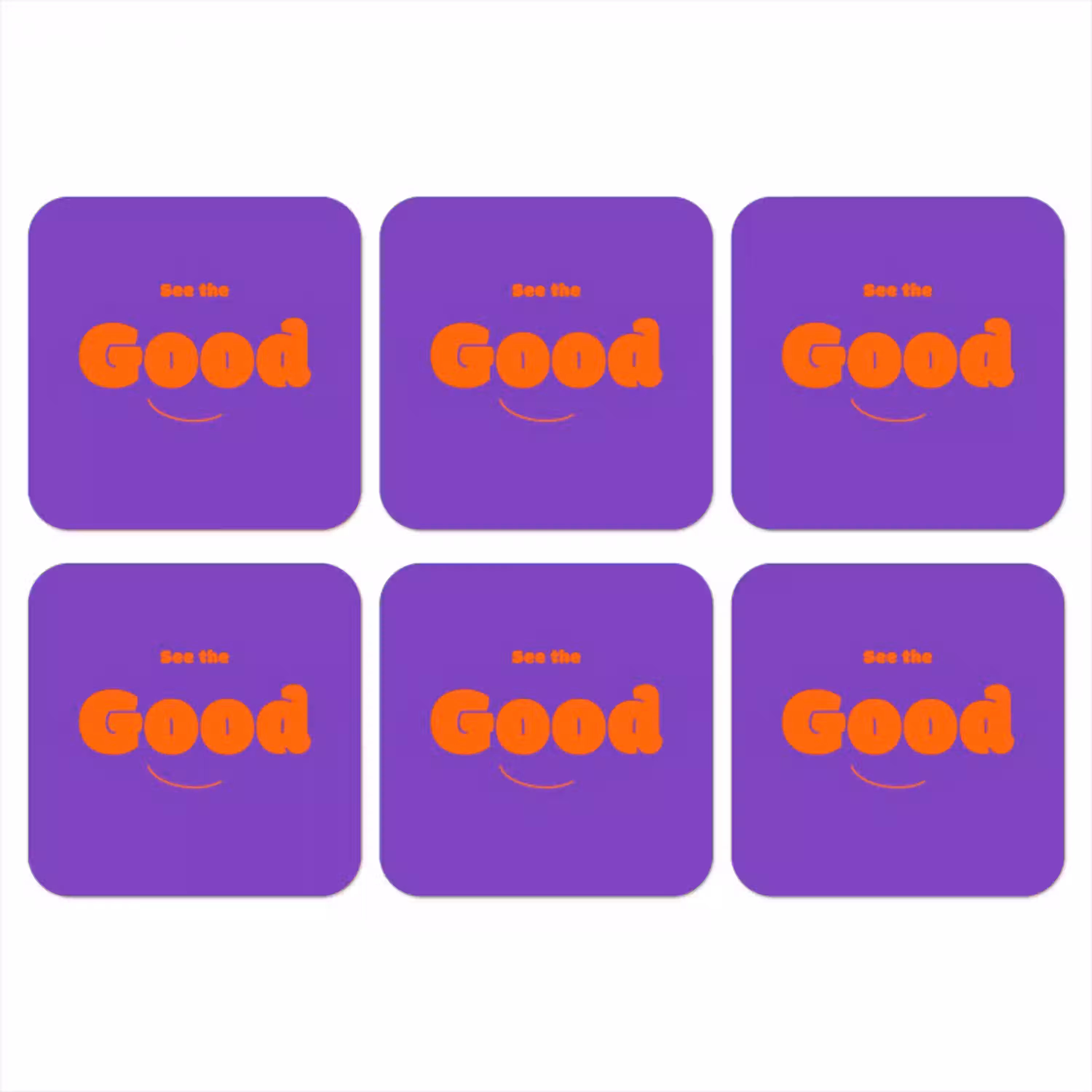 See the good - Oranje - Paars - Smiley onderzetter kurk middel -3d