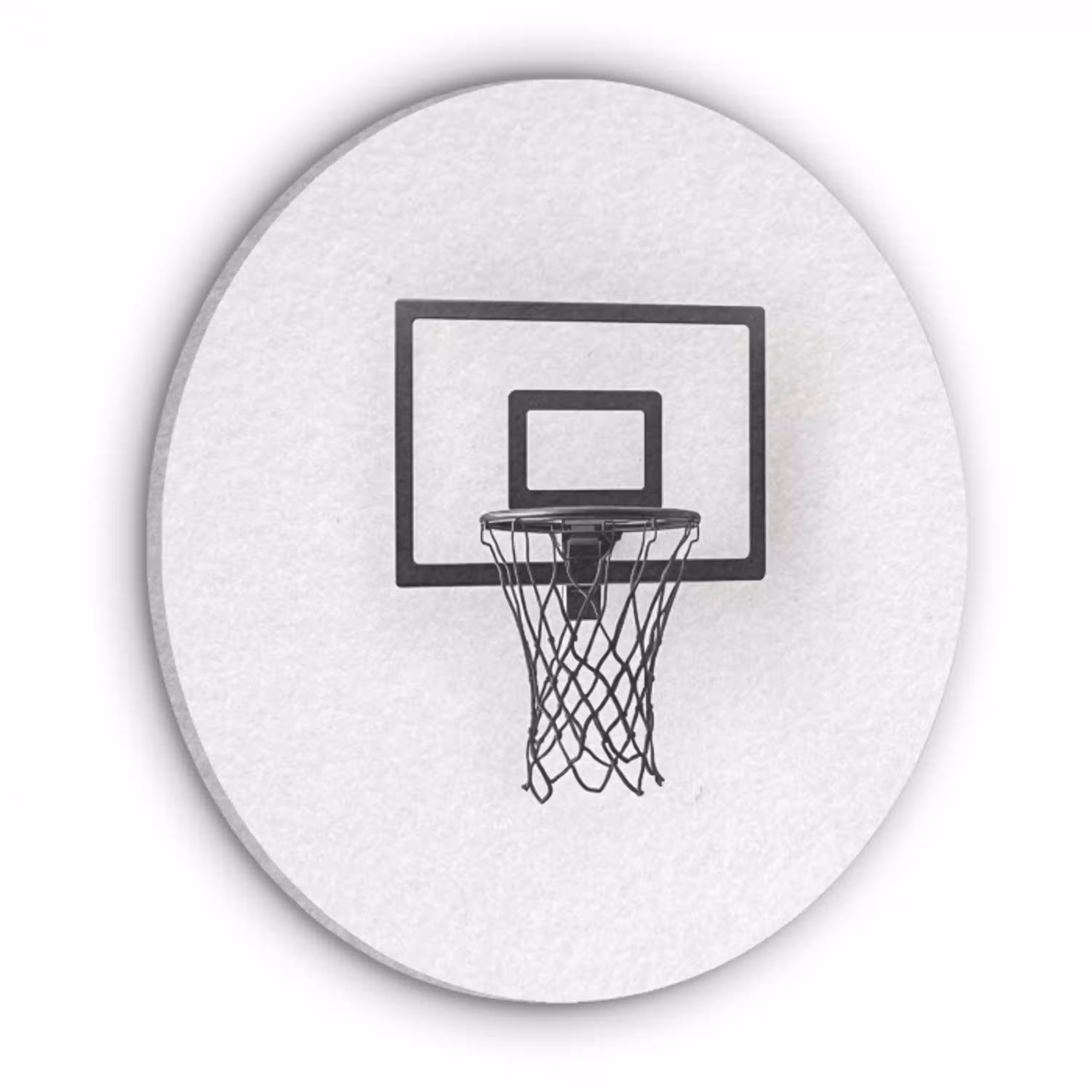 Basketbalbord - Minimalistisch - Zwart Akoestische PET Vilt - Rond klein -3d