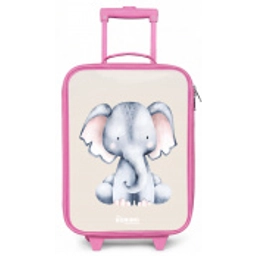 Olifant tekening tegen een beige achtergrond Kinderkoffer - Roze klein -zz3dotto