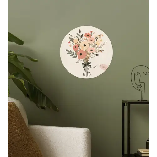 Bloemen - Quote - Beige - Lint Wandcirkel behangsticker klein -sfeer2