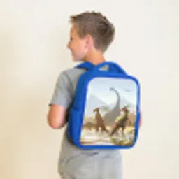 Dinosaurus - Landschap - Tropisch - Kinderen - Jongens Kinderrugzak - Blauw middel -sfeer2