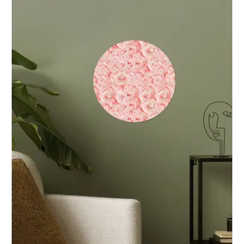 Vloeiend - Olieverf - Roze Wandcirkel behangsticker klein 186 -sfeer2