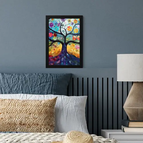 Kunst - Levensboom - Bloemen - Hippie fotolijst zwart zonder passe partout klein -sfeer3