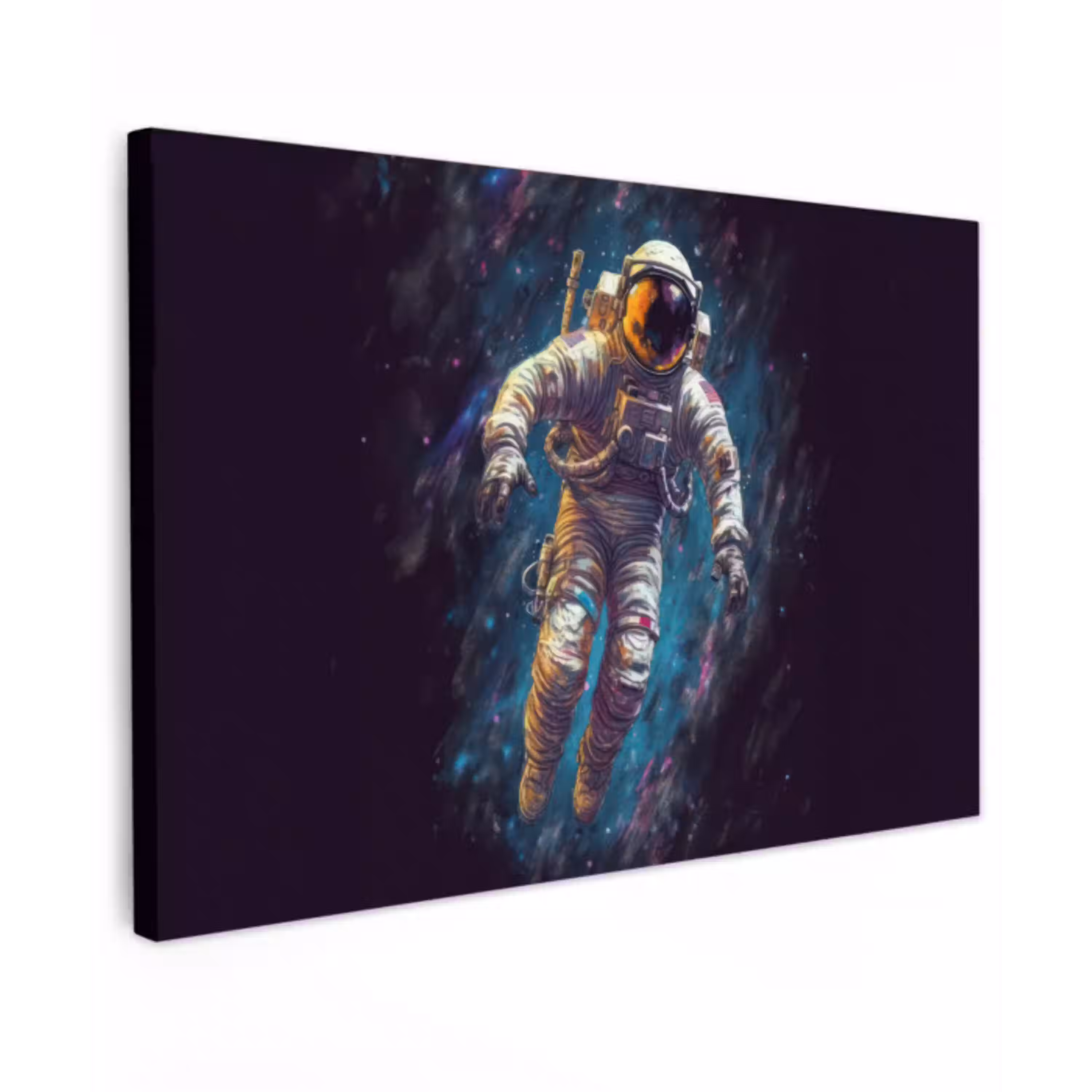 Ruimte - Neon - Astronaut - Sterren canvas 2cm klein -z3d