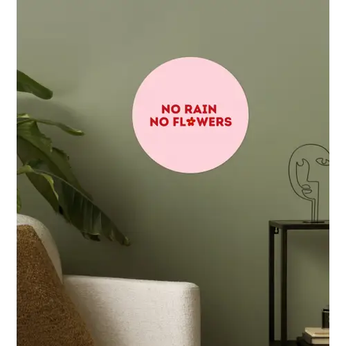 No rain no flowers - Minimalistisch - Roze - Bloem Wandcirkel behangsticker klein -sfeer2