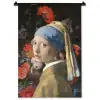 Meisje met de parel - Johannes Vermeer - Bloemen Wandkleed katoen klein -zz3d