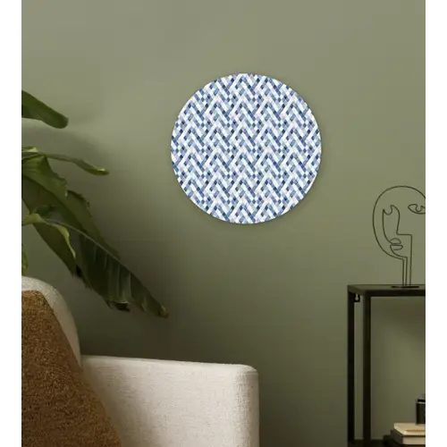 Diamant - Patroon - Blauw - Wit Wandcirkel plexiglas klein 852 -sfeer3