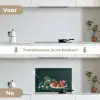 Aardbeien - Schilderij - Stilleven - Bloemen - Ei - Bord keuken achterwand spatscherm klein -voor_na_NL